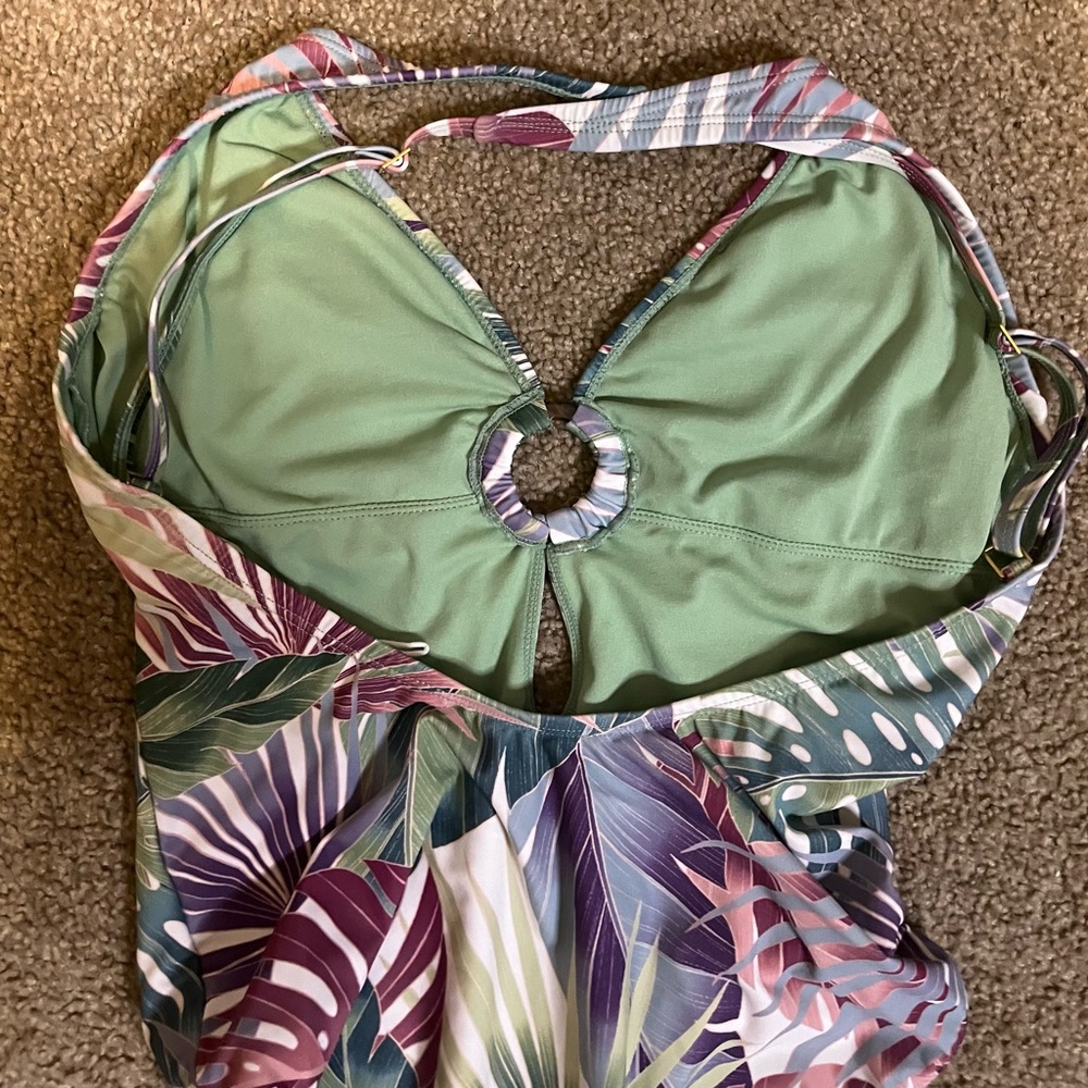 Bleu Rod Beattie Monstera Leaf One Piece Swimsuit size 12 - Picture 12 of 16